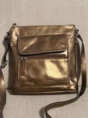 Gianni Bernini Bronze Metallic Leather Crossbody